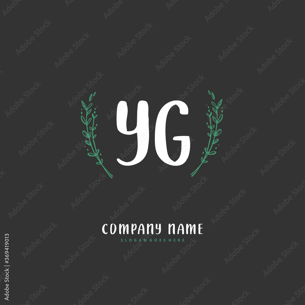 Y G YG Initial handwriting and signature logo design with circle. Beautiful design handwritten logo for fashion, team, wedding, luxury logo. Y G YG Initial handwriting and signature logo design with circle. Beautiful design handwritten logo for fashion, team, wedding, luxury logo.