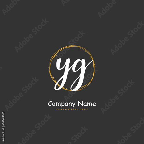 Y G YG Initial handwriting and signature logo design with circle. Beautiful design handwritten logo for fashion, team, wedding, luxury logo.