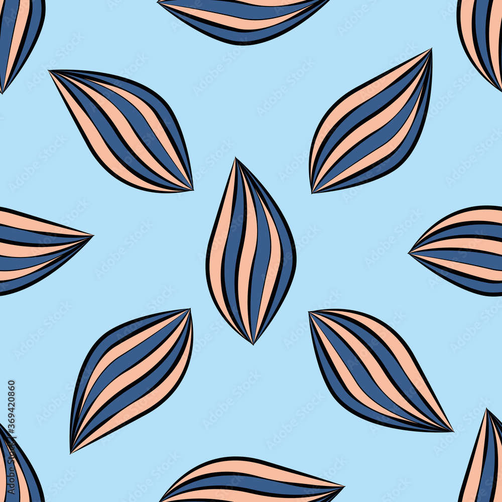 Linocut style leaves botanical seamless vector pattern background. Backdrop of scattered cobalt blue and pink foliage. Hand drawn modern illustration. Modern all over print for wellbeing, packaging Linocut style leaves botanical seamless vector pattern background. Backdrop of scattered cobalt blue and pink foliage. Hand drawn modern illustration. Modern all over print for wellbeing, packaging