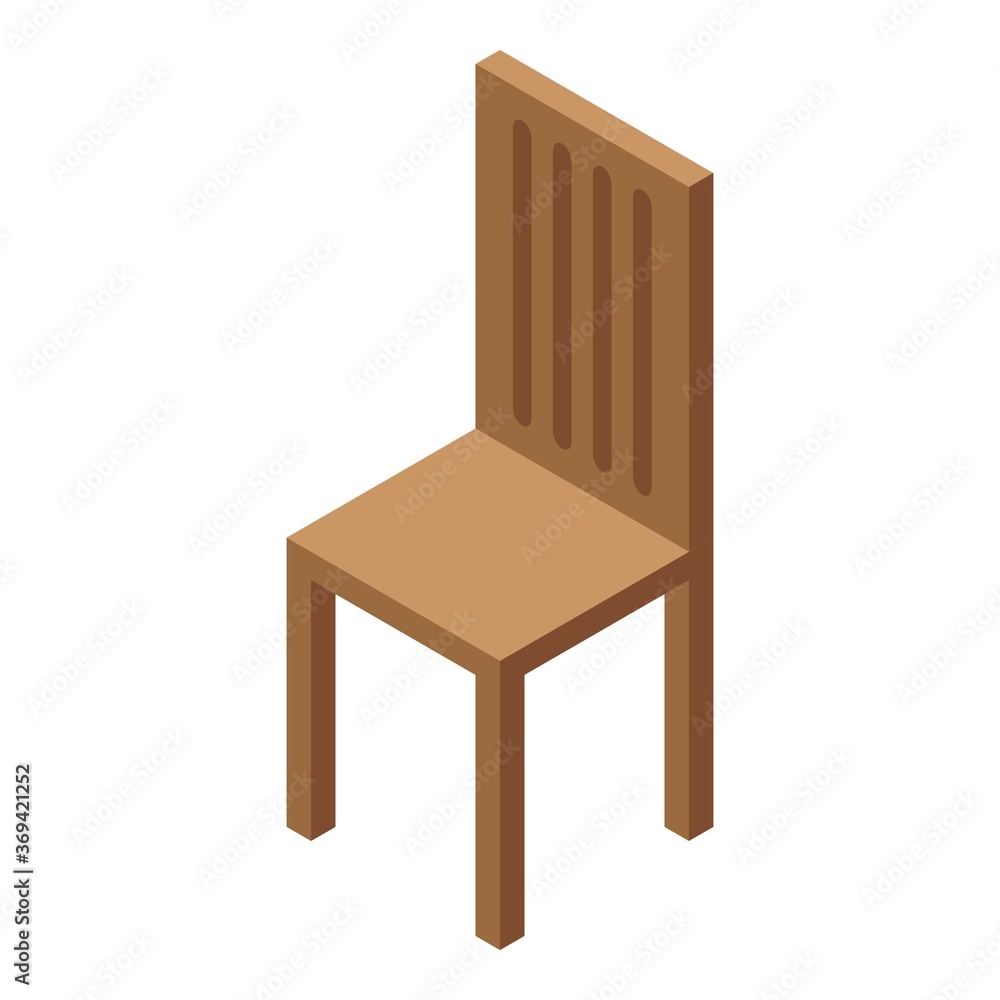 Kitchen wood chair icon. Isometric of kitchen wood chair vector icon for web design isolated on white background Kitchen wood chair icon. Isometric of kitchen wood chair vector icon for web design isolated on white background
