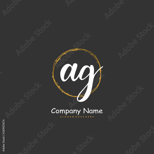 A G AG Initial handwriting and signature logo design with circle. Beautiful design handwritten logo for fashion  team  wedding  luxury logo.