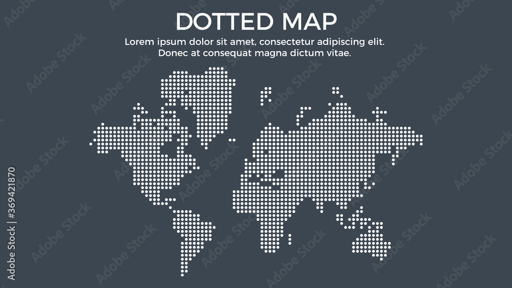 Dotted Map Infographic Element - Business Vector Illustration in Flat Design Style for Presentation, Booklet, Website, Presentation etc. Isolated on the Black Background.