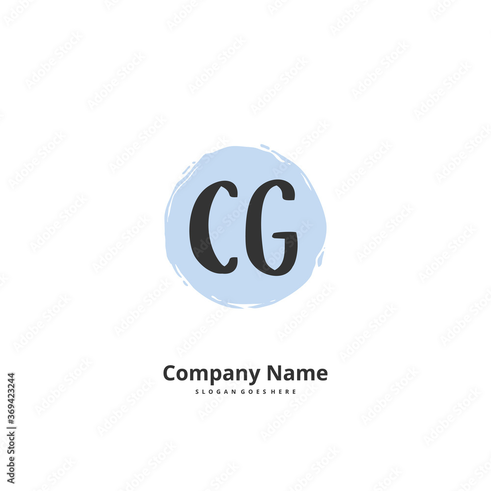 C G CG Initial handwriting and signature logo design with circle. Beautiful design handwritten logo for fashion, team, wedding, luxury logo.