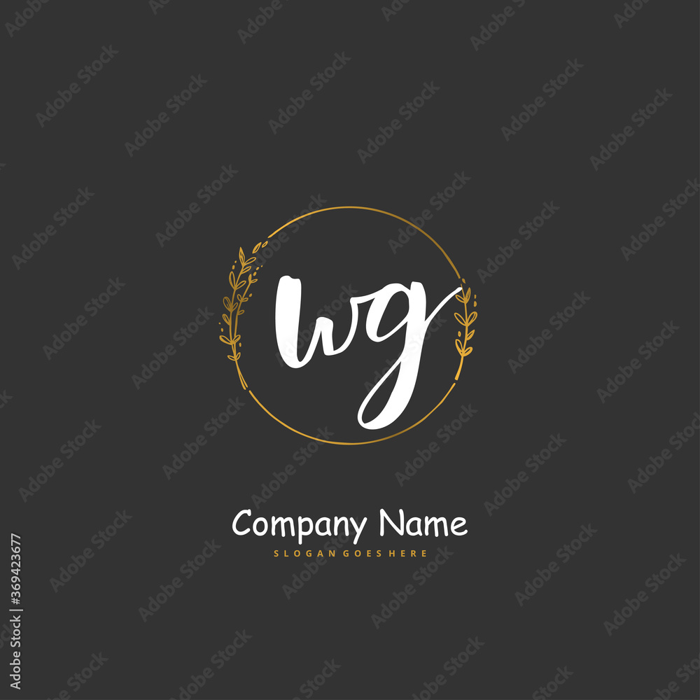 W G WG Initial handwriting and signature logo design with circle. Beautiful design handwritten logo for fashion, team, wedding, luxury logo.