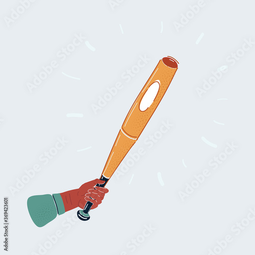 Vector illustration of hand man holding baseball bat. Closed up of hand's violence