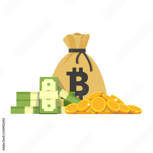 Money bag icon, moneybag flat simple cartoon illustration. Vector illustration