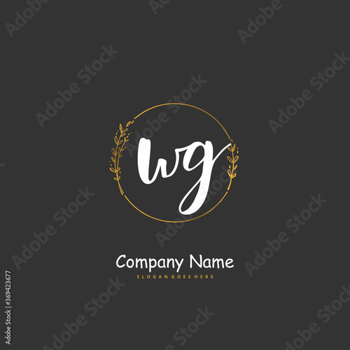 W G WG Initial handwriting and signature logo design with circle. Beautiful design handwritten logo for fashion, team, wedding, luxury logo.