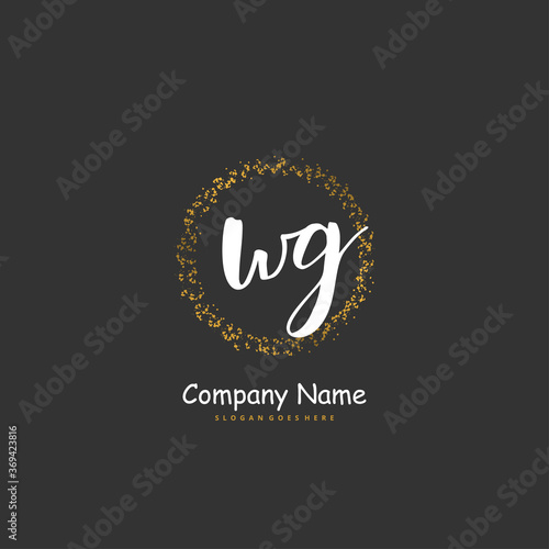 W G WG Initial handwriting and signature logo design with circle. Beautiful design handwritten logo for fashion  team  wedding  luxury logo.