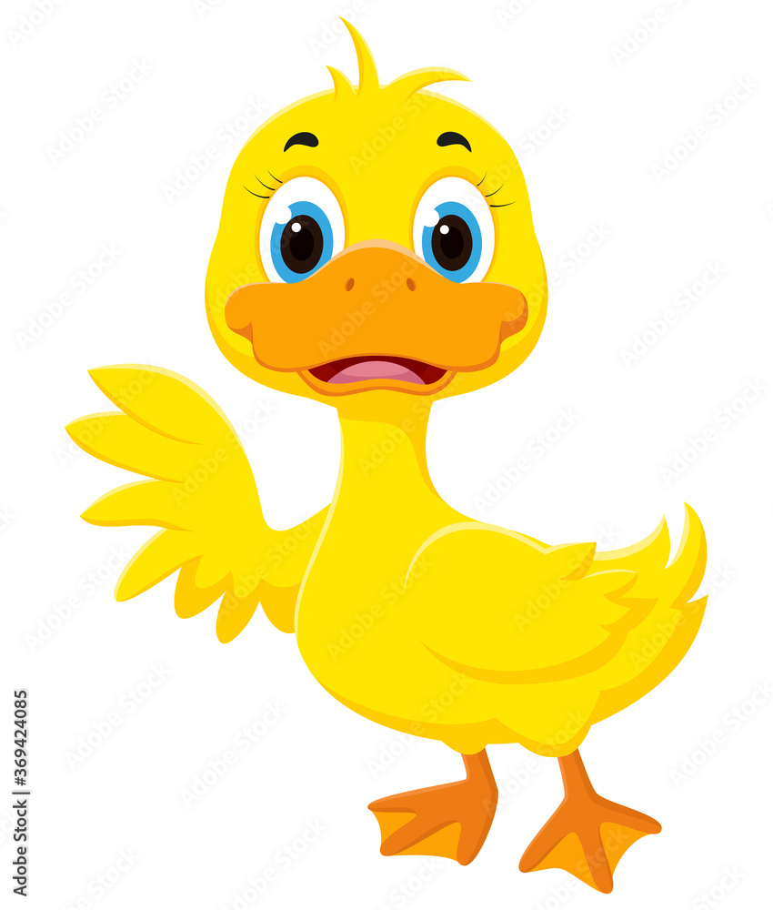 Fototapeta premium Happy Duck cartoon, isolated on white background