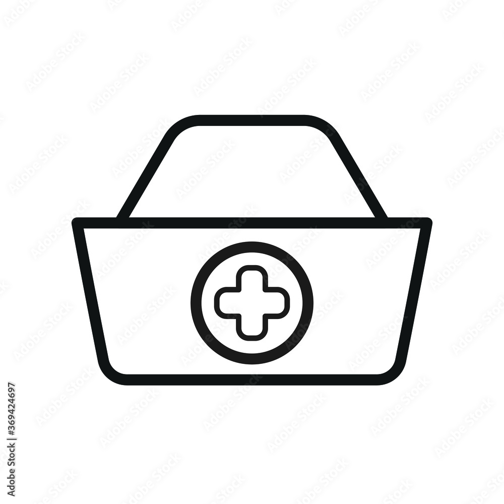 Nurse Cap Hat Medical Hospital Illustration Creative Design Line Icon Vector Nurse Cap Hat Medical Hospital Illustration Creative Design Line Icon Vector