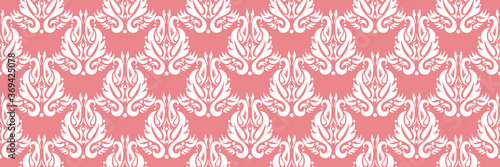 Floral seamless pattern. White design on pink background