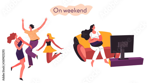 Extrovert and introvert comparison of time on weekends