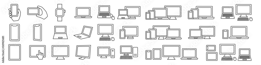 Simple computer icon set in various shapes Stock Vector | Adobe Stock
