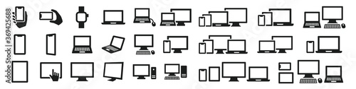 Simple computer icon set in various shapes photo