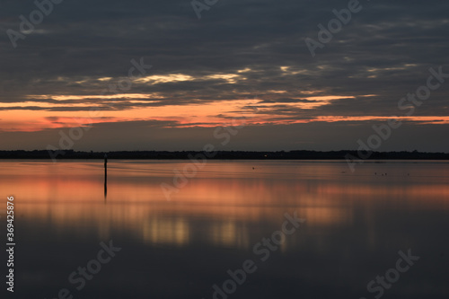 Long exposure golden sunset over Breydon Water  a stretch of the River Yare at Great Yarmouth  Norfolk  UK