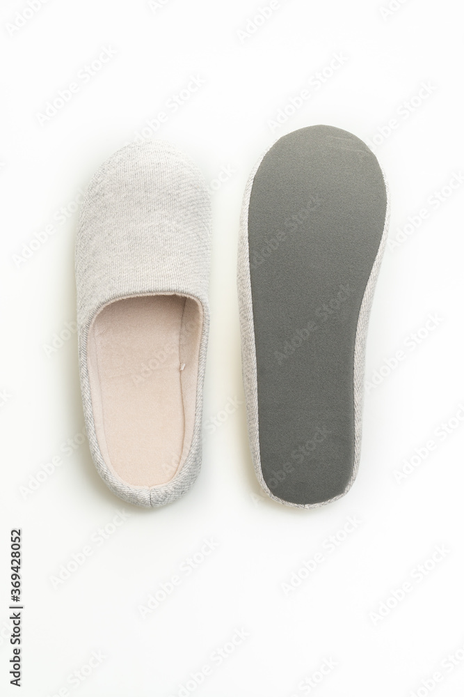 grey slipper on white background grey slipper on white background