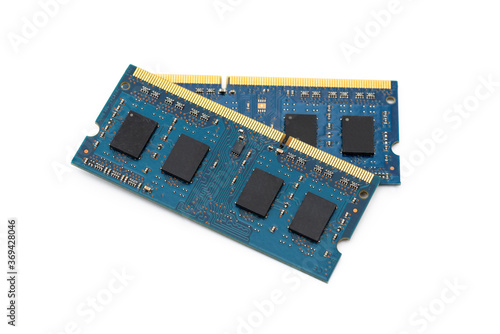 Computer RAM (Random Access Memory) modules on the white background.