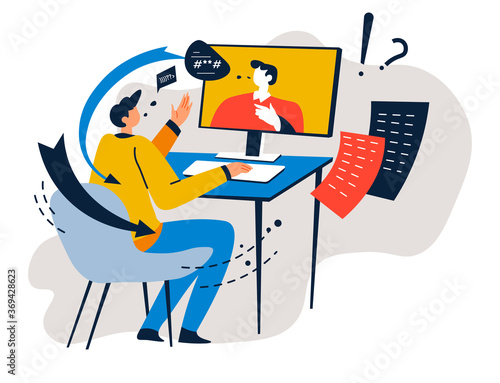 Business communication with partners online, director or colleague