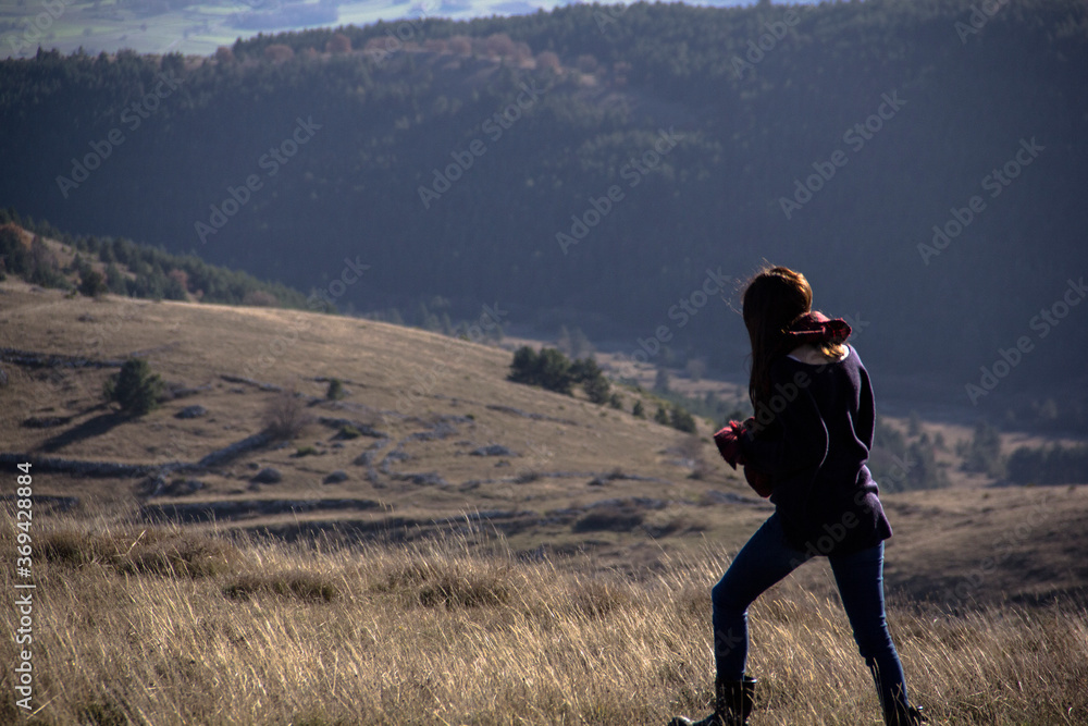 Beautiful model walking in the hills of Italy Beautiful model walking in the hills of Italy