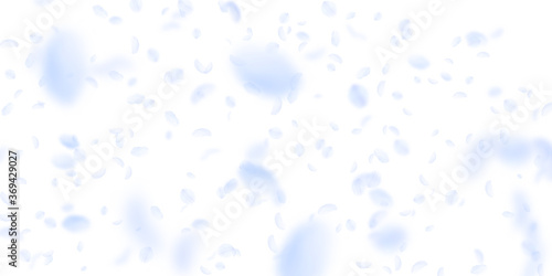 Light blue flower petals falling down. Perfect rom