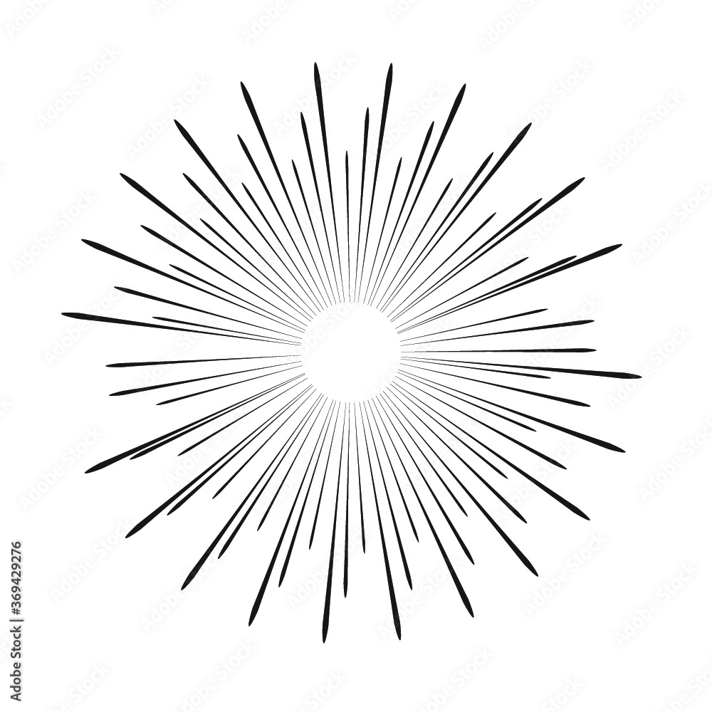 Obraz premium Radial speed Lines in Circle Form for comic books . fireworks Explosion background . Vector Illustration . Starburst round Logo . Circular Design element . Abstract Geometric star rays . Sunburst .