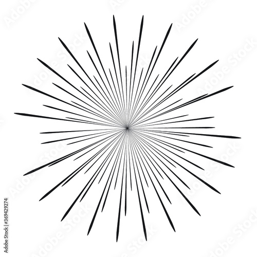 Radial speed Lines in Circle Form for comic books . fireworks Explosion background . Vector Illustration . Starburst
 round Logo . Circular Design element . Abstract Geometric star rays . Sunburst .