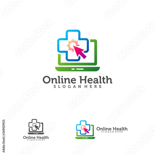 Online Health logo vector designs, Health Touch logo designs concept vector, Simple Health logo template, Arrow with Plus logo icon
