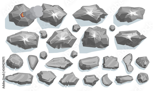 Set of landscape elements. (top view)
Mountains, rocks, stones. (view from above)