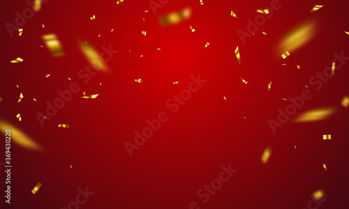 confetti gold celebration background template with ribbons. luxury greeting rich card.