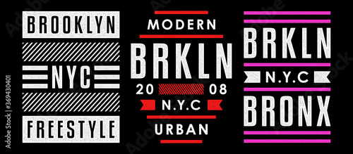 Vector retro illustration on the theme of Brooklyn. Urban. Modern. Stylized vintage grunge white typography, t-shirt graphics, poster, print.