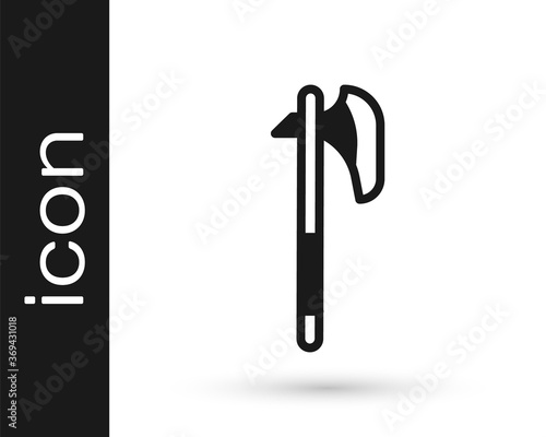 Black Medieval axe icon isolated on white background. Battle axe, executioner axe. Medieval weapon. Vector.