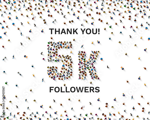 Thank you followers peoples, 5k online social group, happy banner celebrate, Vector