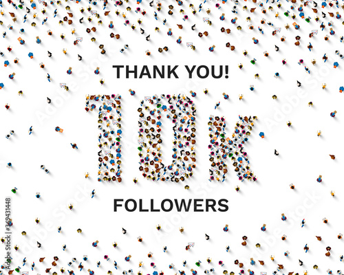 Thank you followers peoples, 10k online social group, happy banner celebrate, Vector