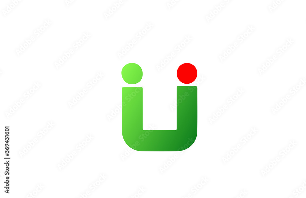 green red U alphabet letter logo icon. Gradient design for company and business green red U alphabet letter logo icon. Gradient design for company and business