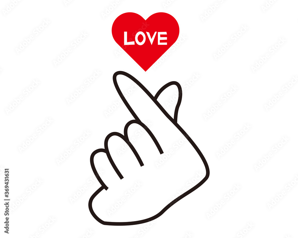 Obraz premium 指でハートを表すハンドサイン 韓国 アイコン