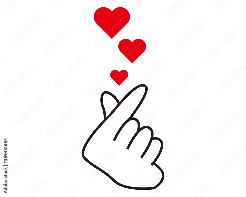Fototapeta Korean Finger Heart I Love You Hangul Vector Illustration Korean Symbol Hand Heart A Message Naklejamy Com