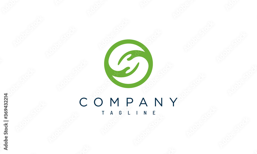 Two hands reaching each other in a circle. Vector design suitable for logos Two hands reaching each other in a circle. Vector design suitable for logos
