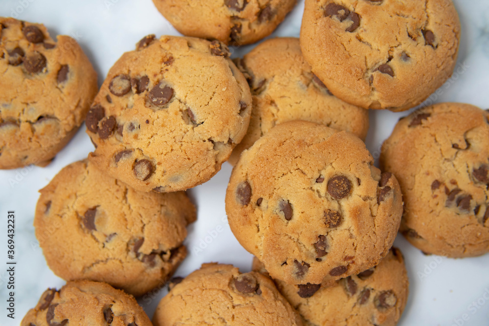 chocolate cookies on a marble background chocolate cookies on a marble background