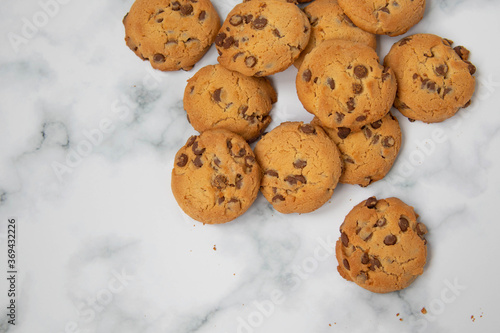 chocolate cookies on a marble background