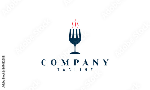 Creative logo design from a combination of wine glasses, forks, cigarettes and smoke