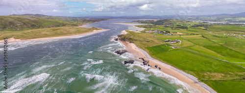 Aerial view of Doagh and five finger strand, north coast county Donegal, Ireland photo