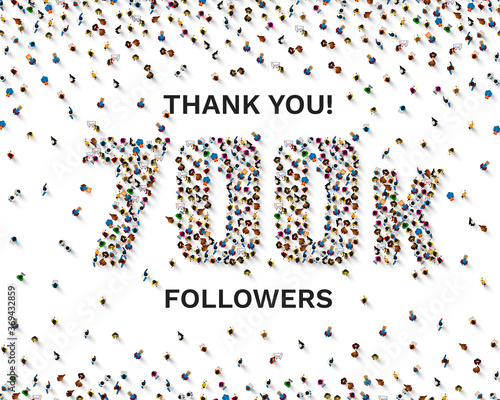 Thank you followers peoples, 700k online social group, happy banner celebrate, Vector