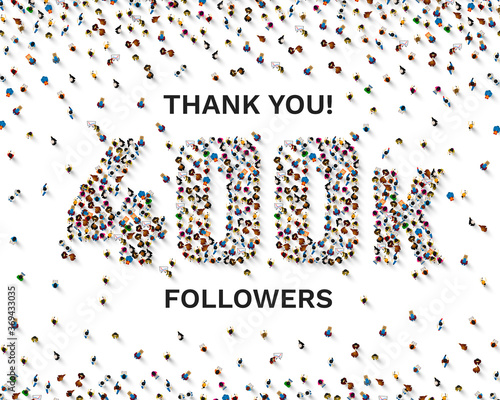 Thank you followers peoples, 400k online social group, happy banner celebrate, Vector