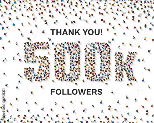 Thank you followers peoples, 500k online social group, happy banner celebrate, Vector