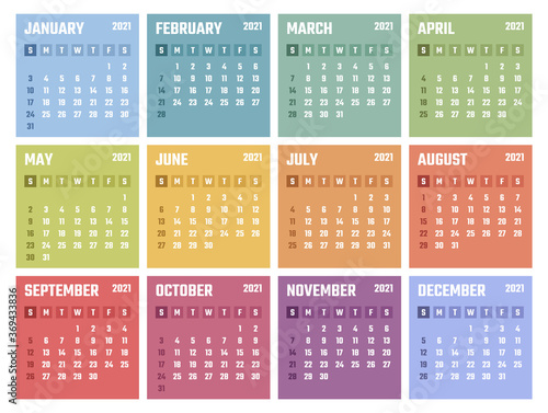 calendar for 2021 starts sunday, vector calendar design 2021 year
