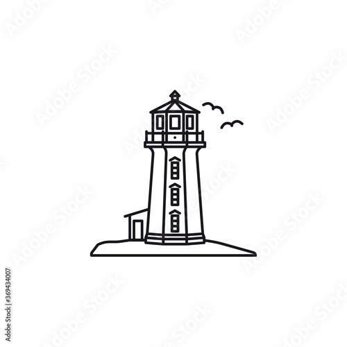 Peggys Cove lighthouse vector line icon