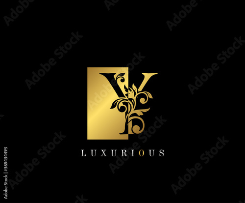 Golden Y Letter Logo Design. Gold Y Letter With Negative Space and Classy Leaves Shape design perfect for fashion, Jewelry, Cosmetics, Hotel and Restaurant Logo.