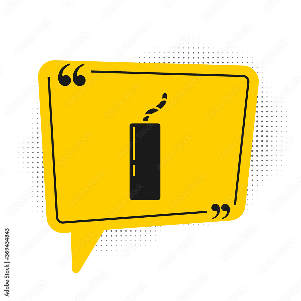 Black Detonate dynamite bomb stick and timer clock icon isolated on white background. Time bomb - explosion danger concept. Yellow speech bubble symbol. Vector. Black Detonate dynamite bomb stick and timer clock icon isolated on white background. Time bomb - explosion danger concept. Yellow speech bubble symbol. Vector.