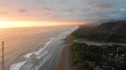 Aerial view of the beach shore in Dominical, Costa Rica. photo