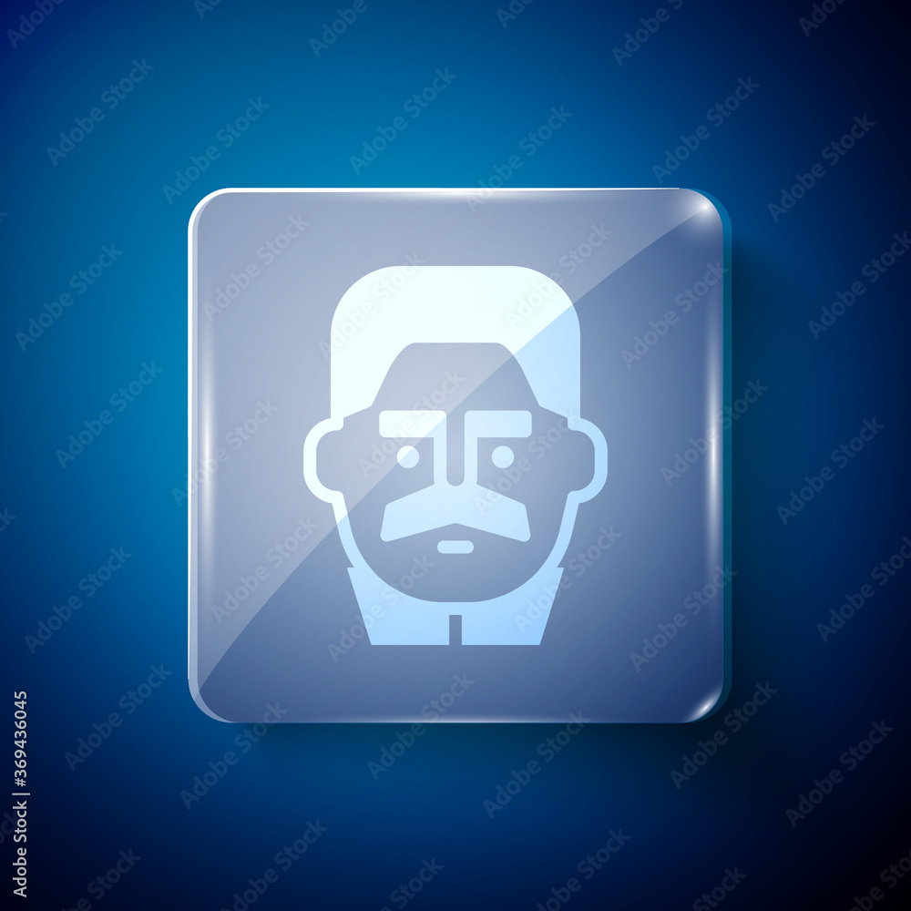 White Portrait of Joseph Stalin icon isolated on blue background. Square glass panels. Vector. White Portrait of Joseph Stalin icon isolated on blue background. Square glass panels. Vector.